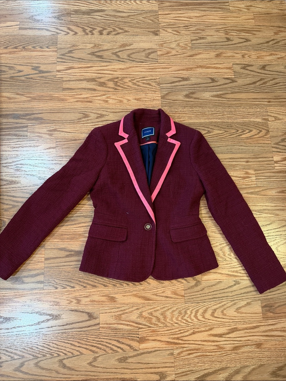 J. Crew Burgundy Blazer with Pink Trim
